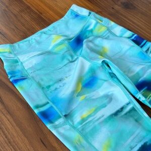 Zella Kids Aqua and Blue Patterned Leggings